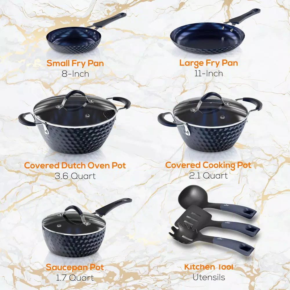 Deals π NutriChef Elegant Diamond 11-Piece Aluminum Nonstick Cookware Set In Blue π 3 Deals π NutriChef Elegant Diamond 11-Piece Aluminum Nonstick Cookware Set In Blue π - Image 3