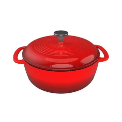 Best Pirce ✔️ Classic Cuisine 6 Qt. Round Cast Iron Nonstick Casserole Dish In Red With Lid 🔔