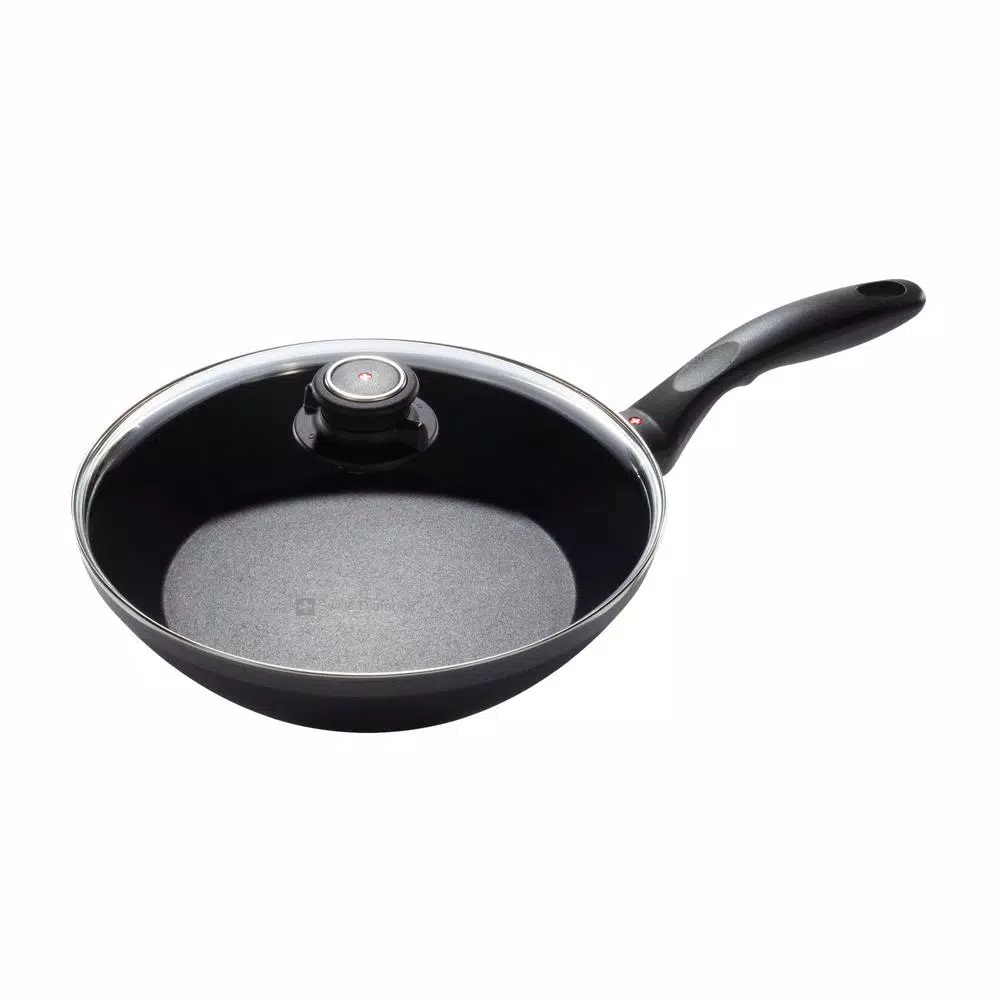 Promo ❤️ Swiss Diamond Nonstick Edge Stir Fry Pan With Lid 👏 1 Promo ❤️ Swiss Diamond Nonstick Edge Stir Fry Pan With Lid 👏