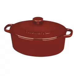 Discount 🥰 Cuisinart Chef’s Classic 5.5 Qt. Oval Cast Iron Dutch Oven In Cardinal Red With Lid 🎁