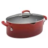Promo ✔️ Rachael Ray Classic Brights 8 Qt. Aluminum Nonstick Stock Pot In Cranberry Red Gradient With Glass Lid 🎁