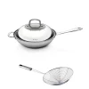 Hot Sale 🌟 BergHOFF CollectNCook 11 In. Stainless Steel Wok Set 😍