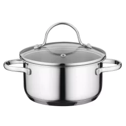 Wholesale ❤️ BergHOFF Essentials Comfort 1.7 Qt. Round Stainless Steel Casserole Dish With Glass Lid 🧨