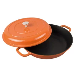 Best reviews of โ MasterPan Enamel 3 Qt. Round Cast Aluminum Nonstick Casserole Dish In Orange With Lid โ