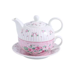 Best Pirce 😉 MALACASA Porcelain Tea Pot Set For One 11 Ounce Teapot 1 Piece Teacup And Saucer Set 🔔