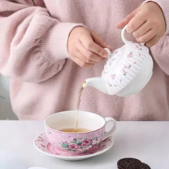 Best Pirce 😉 MALACASA Porcelain Tea Pot Set For One 11 Ounce Teapot 1 Piece Teacup And Saucer Set 🔔 -Cheap Cookware Shop unnamed file 1187