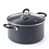 Outlet 🔥 Cook N Home 6 Qt. Round Hard-Anodized Aluminum Nonstick Casserole Dish In Black With Glass Lid 🧨