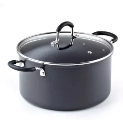 Outlet 🔥 Cook N Home 6 Qt. Round Hard-Anodized Aluminum Nonstick Casserole Dish In Black With Glass Lid 🧨