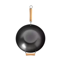 Budget 👏 Honey-Can-Do Joyce Chen 14 In. Black With Birchwood Handle Carbon Steel Non-Stick Wok 😀