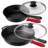 Brand new 🎉 MegaChef Pre-Seasoned 6-Piece Cast Iron Skillet Set With Lids 😉