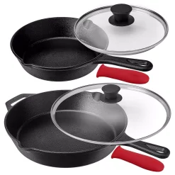 Brand new 🎉 MegaChef Pre-Seasoned 6-Piece Cast Iron Skillet Set With Lids 😉