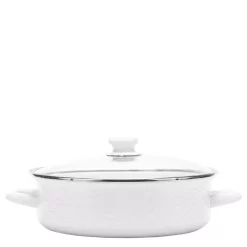 Best reviews of 😉 Golden Rabbit Enamelware 5 Qt. Porcelain-Coated Steel Saute Pan In Solid White With Glass Lid ❤️