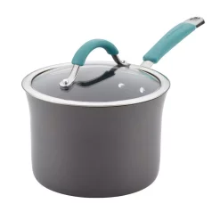 Discount ๐ Rachael Ray Cucina 3 Qt. Aluminum Nonstick Sauce Pan In Agave Blue With Glass Lid ๐