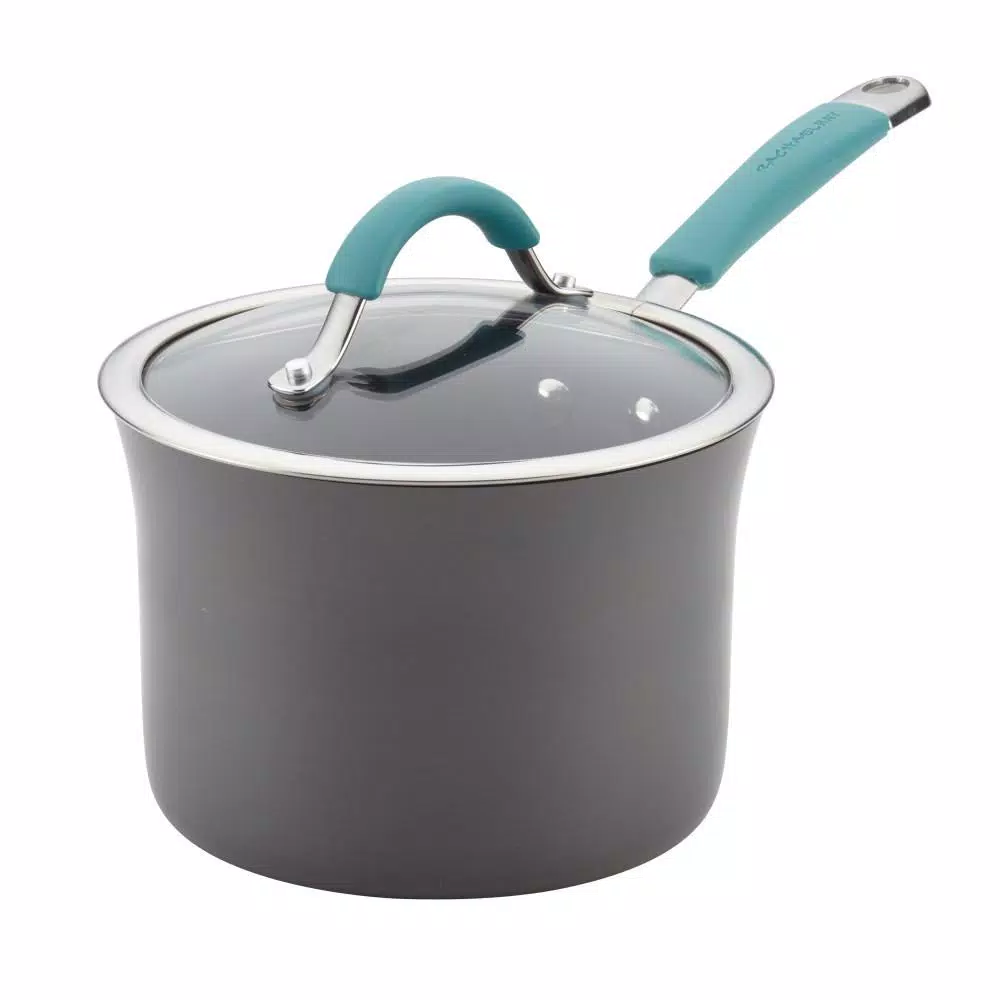 Discount π Rachael Ray Cucina 3 Qt. Aluminum Nonstick Sauce Pan In Agave Blue With Glass Lid π 1 Discount π Rachael Ray Cucina 3 Qt. Aluminum Nonstick Sauce Pan In Agave Blue With Glass Lid π