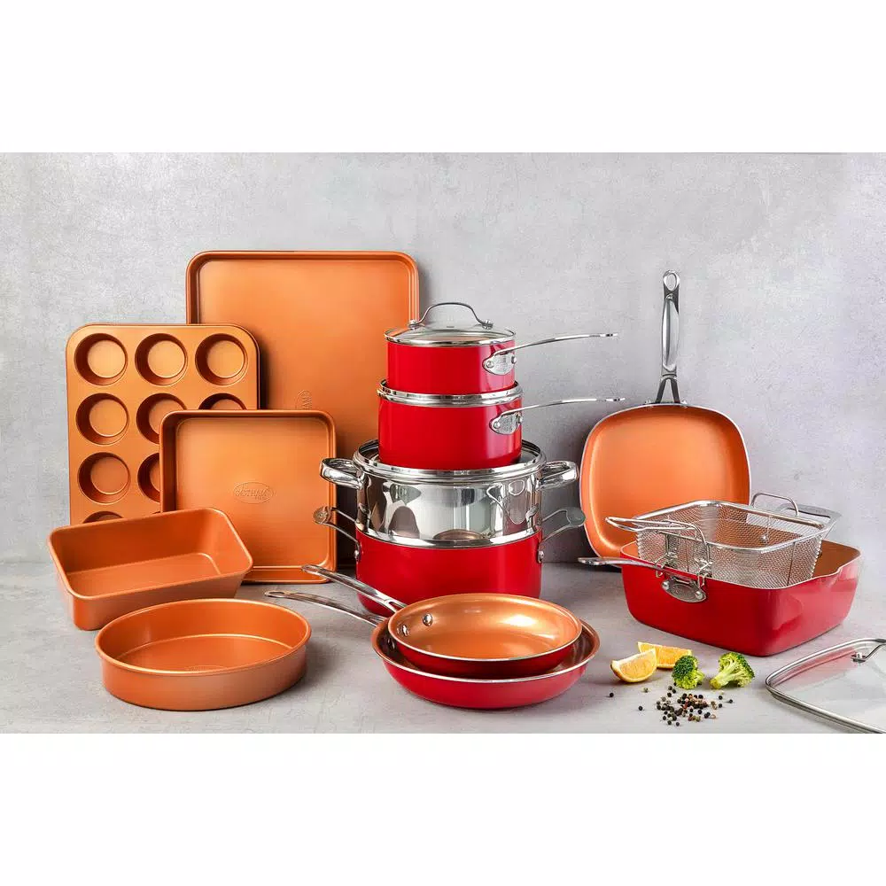 Flash Sale ⌛ Gotham Steel 20-Piece Aluminum Ti-Ceramic Nonstick Cookware And Bakeware Set In Red ✨ 2 Flash Sale ⌛ Gotham Steel 20-Piece Aluminum Ti-Ceramic Nonstick Cookware And Bakeware Set In Red ✨ - Image 2