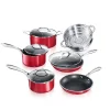 Cheap 👍 GRANITESTONE 10-Piece Aluminum Red Ultra-Durable Non-Stick Diamond Infused Cookware Set With Glass Lids 🎁