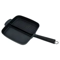 Flash Sale ⌛ MasterPan Sectional Series 11 In. Cast Aluminum Nonstick Grill Pan In Black With Split Section 🧨