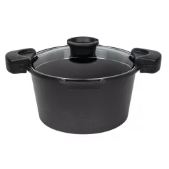 Cheap ✨ MasterPan Innovative Series 5 Qt. Cast Aluminum Non-Stick Stock N Pasta Pot In Black With Easy Pour Strainer And Glass Lid 👍