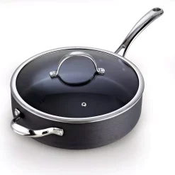 New ⌛ Cooks Standard 5 Qt. Hard-Anodized Aluminum Nonstick Deep Saute Pan In Black With Glass Lid 🧨