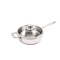 Best Sale 🧨 Swiss Diamond Premium Clad 3.2 Qt. Stainless Steel Saute Pan With Glass Lid 👏
