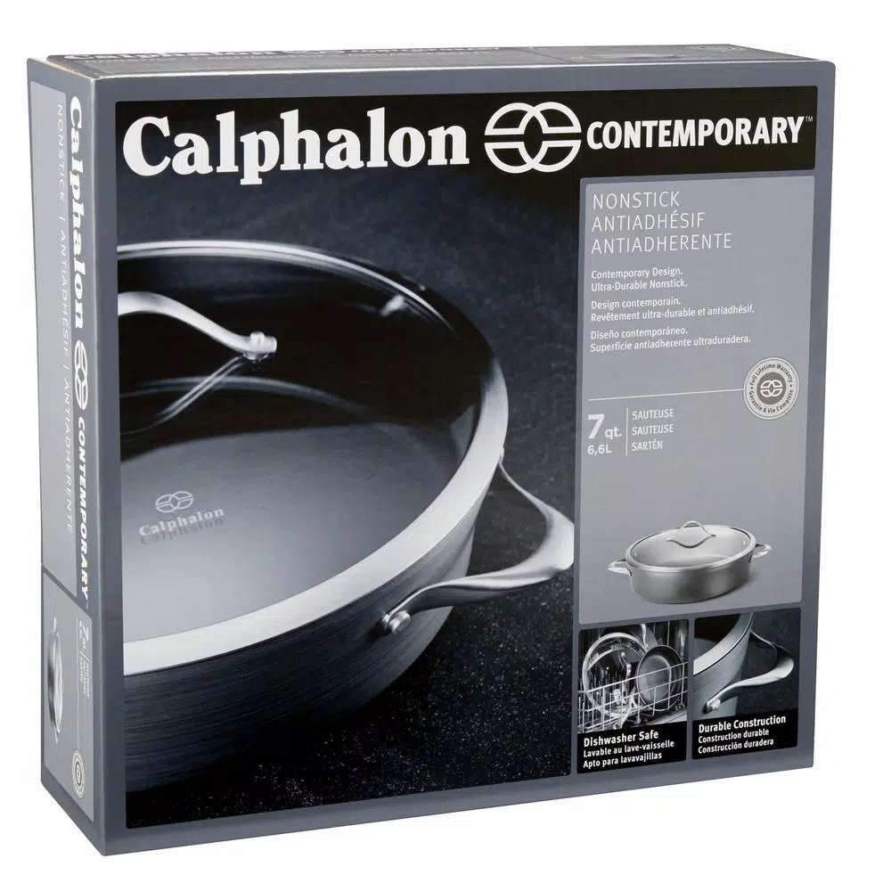 Promo 👍 Calphalon Contemporary 7 Qt. Aluminum Nonstick Saute Pan In Black With Glass Lid ✔️ 4 Promo 👍 Calphalon Contemporary 7 Qt. Aluminum Nonstick Saute Pan In Black With Glass Lid ✔️ - Image 4