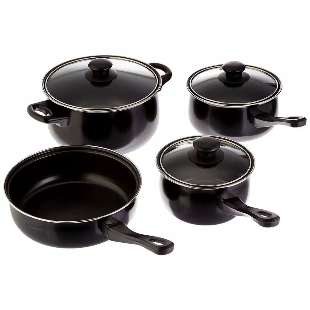 Outlet ✔️ Gibson Home Chef Du Jour 7-Piece Carbon Steel Nonstick Cookware Set In Black ❤️ 1 Outlet ✔️ Gibson Home Chef Du Jour 7-Piece Carbon Steel Nonstick Cookware Set In Black ❤️