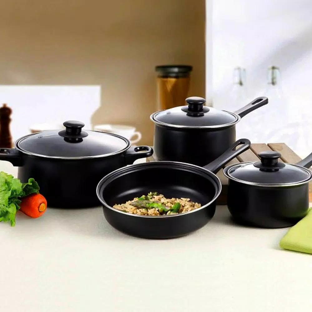 Outlet ✔️ Gibson Home Chef Du Jour 7-Piece Carbon Steel Nonstick Cookware Set In Black ❤️ 3 Outlet ✔️ Gibson Home Chef Du Jour 7-Piece Carbon Steel Nonstick Cookware Set In Black ❤️ - Image 3