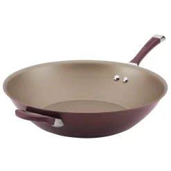 Cheapest 🥰 Circulon Symmetry Hard-Anodized Nonstick 14-Inch Stir Fry With Helper Handle, Merlot ⭐