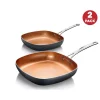 Discount 🔔 Gotham Steel 8.5 In. And 9.5 In. Aluminum Ti-Ceramic Nonstick Square Fry Pan Set (2-Piece) 😀