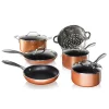 Promo 😉 Gotham Steel 10-Piece Cast Textured Aluminum Ceramic Nonstick Cookware Set In Copper 🥰