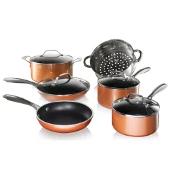 Promo 😉 Gotham Steel 10-Piece Cast Textured Aluminum Ceramic Nonstick Cookware Set In Copper 🥰
