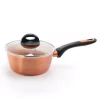 Outlet 🔥 Gibson Home Hummington 1.7 Qt. Aluminum Ceramic Nonstick Sauce Pan In Metallic Copper With Glass Lid 🔥