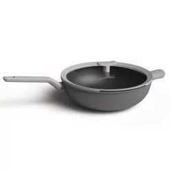New 🤩 BergHOFF Leo 12.5 In. Aluminum Nonstick Wok In Grey With Glass Lid 🥰