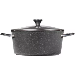 Cheapest 🔥 Starfrit The Rock 7.2 Qt. Aluminum Nonstick Stock Pot In Black Speckle With Glass Lid ❤️