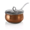 Wholesale 😍 Oster Carabello 2.6 Qt. Stainless Steel Nonstick Sauce Pan In Copper With Glass Lid 👍