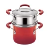 Outlet 🤩 Rachael Ray Classic Brights 3 Qt. Aluminum Multi-Pot In Cranberry Red Gradient With Glass Lid 👍