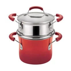 Outlet 🤩 Rachael Ray Classic Brights 3 Qt. Aluminum Multi-Pot In Cranberry Red Gradient With Glass Lid 👍