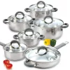 Buy 😀 Cook N Home 12-Piece Stainless Steel Cookware Set In Gray And Stainless Steel 🥰