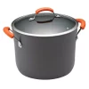 Deals 👏 Rachael Ray Classic Brights 10 Qt. Hard-Anodized Aluminum Nonstick Stock Pot In Orange And Gray With Glass Lid 🥰