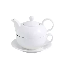 Wholesale 💯 MALACASA White Porcelain Teapot 11 Ounce Tea For One Set 1 Piece Teacup And Saucer 🤩