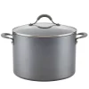 Hot Sale ❤️ Circulon Elementum 10 Qt. Hard-Anodized Aluminum Nonstick Stock Pot In Oyster Gray With Glass Lid ⌛
