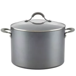 Hot Sale โค๏ธ Circulon Elementum 10 Qt. Hard-Anodized Aluminum Nonstick Stock Pot In Oyster Gray With Glass Lid โ