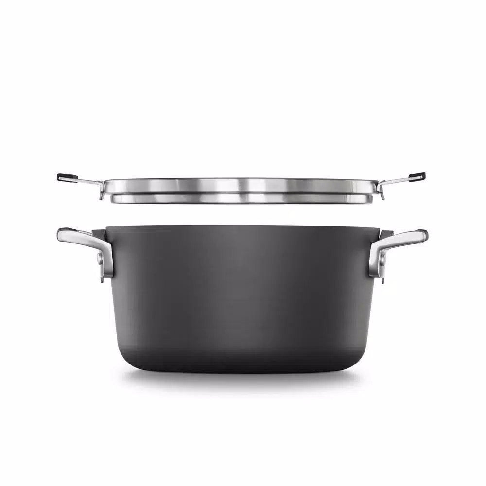 Outlet 🛒 Calphalon Select Space Saving 6 Qt. Hard-Anodized Aluminum Nonstick Stock Pot In Black With Glass Lid ⭐ 2 Outlet 🛒 Calphalon Select Space Saving 6 Qt. Hard-Anodized Aluminum Nonstick Stock Pot In Black With Glass Lid ⭐ - Image 2