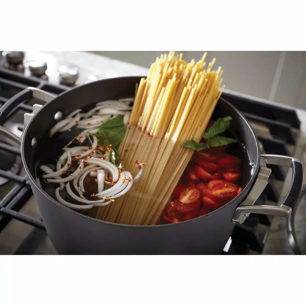 Outlet 🛒 Calphalon Select Space Saving 6 Qt. Hard-Anodized Aluminum Nonstick Stock Pot In Black With Glass Lid ⭐ 4 Outlet 🛒 Calphalon Select Space Saving 6 Qt. Hard-Anodized Aluminum Nonstick Stock Pot In Black With Glass Lid ⭐ - Image 4