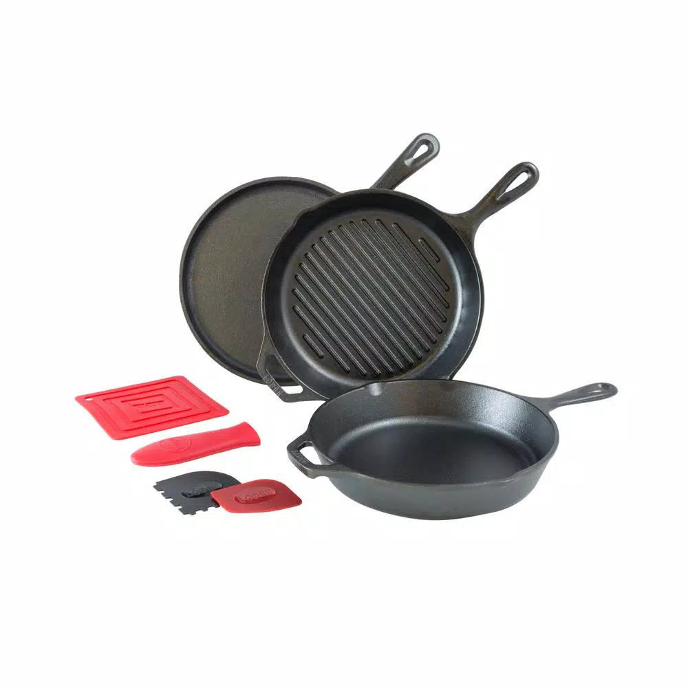 New π₯° Lodge 7-Piece Cast Iron Cookware Set In Black π― 1 New π₯° Lodge 7-Piece Cast Iron Cookware Set In Black π―