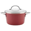 Hot Sale ✔️ Ayesha Curry Home Collection 4.5 Qt. Porcelain Enamel Nonstick Covered Saucepot In Sienna Red 🎁