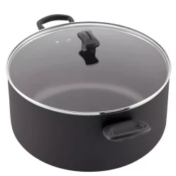 Cheap 🥰 Farberware Dishwasher Safe 10.5 Qt. Aluminum Nonstick Stock Pot In Black With Glass Lid 🤩
