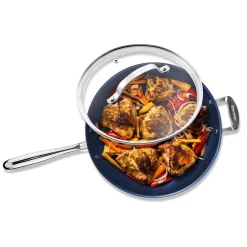 Best reviews of 🥰 GRANITESTONE Classic Blue 14 In. Aluminum Ultra-Durable Mineral And Diamond Infused Family Skillet With Glass Lid And Helper Handle 🛒