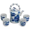 Deals ⌛ Oriental Furniture Oriental Furniture Landscape Blue And White Porcelain Tea Set ⭐