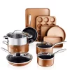 Wholesale 🛒 Gotham Steel 15- Piece Aluminum Non-Stick Copper Cast Textured Surface Cookware Set 🔥
